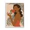 Stupell Industries Woman With Red Floral over Green Palm Leaves in White Frame Wall Art